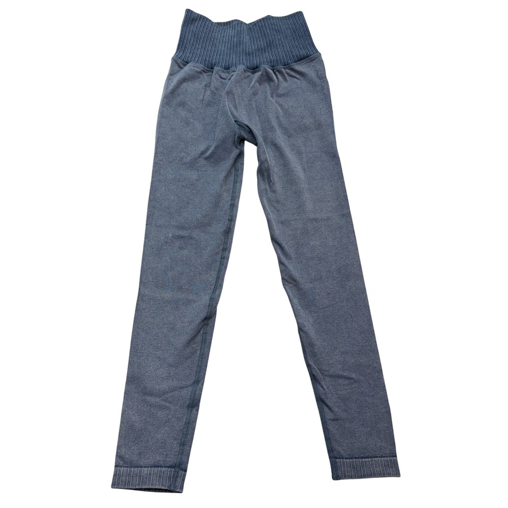POPFLEX Acid‎ Wash Ribbed Seamless High Rise Leggings Women XS Blue